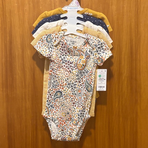Carter's Other - Carter's Yellow and Blue Paisley Baby Bodysuit Set